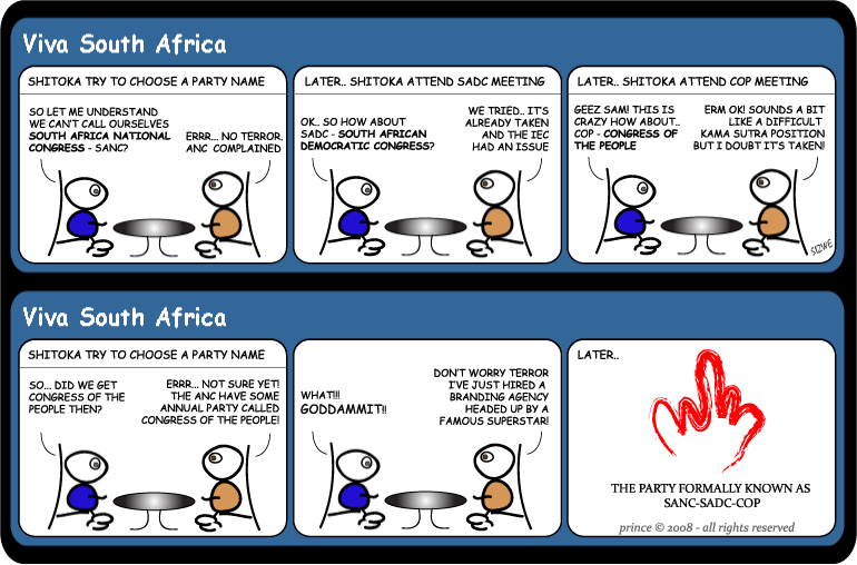Click cartoon to read full post or to COMMENT Shikota struggle for party name cartoon