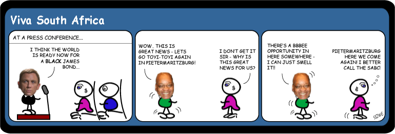 Click cartoon to read full post or to COMMENT Black James Bond cartoon
