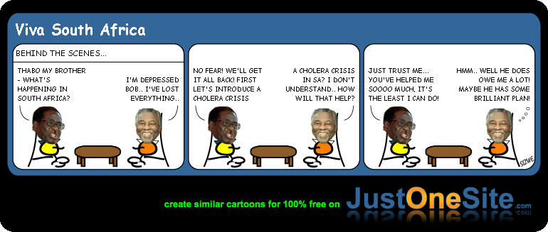 Click cartoon to read full post or to COMMENT Mbeki Mugabe and Cholera cartoon cartoon