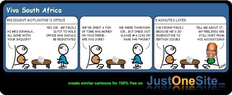 Click cartoon to read full post or to COMMENT Cartoon – Insensitive Mr Pikoli Axed cartoon