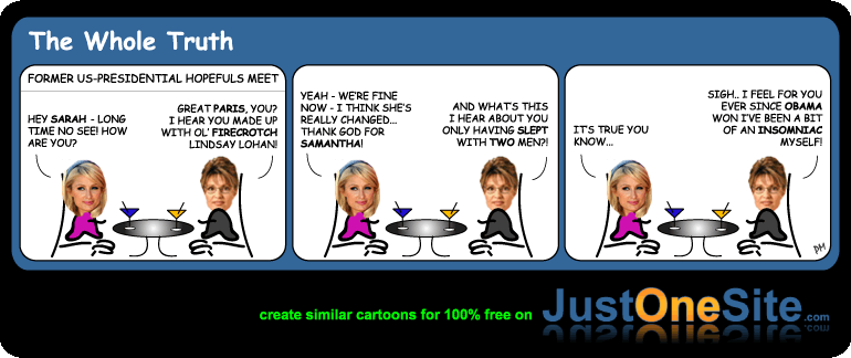 Click cartoon to read full post or to COMMENT Paris Hilton only slept with 2 men cartoon