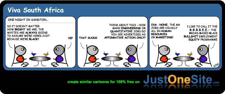 Click cartoon to read full post or to COMMENT I black, therefore I am (incompetent) cartoon