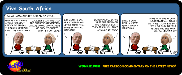 Show me the money Mr Lama! cartoon