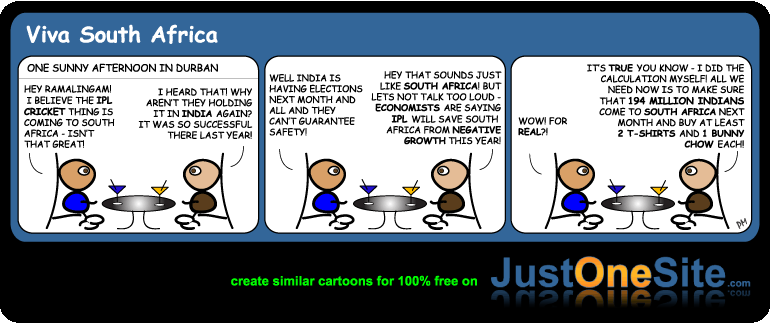 IPL cricket to rescue South African economy cartoon