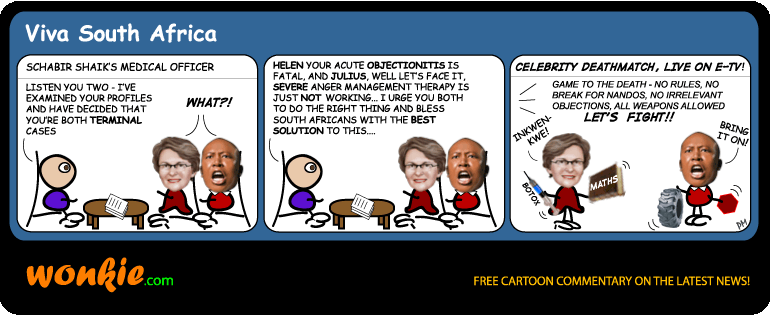 Click cartoon to read full post or to COMMENT Helen Zille vs Julius Malema Celebrity DeathMatch cartoon