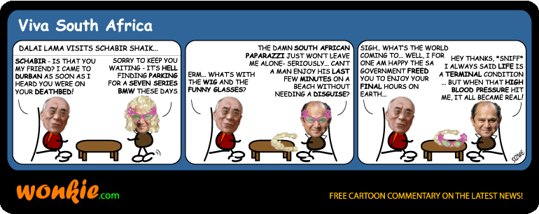 Click cartoon to read full post or to COMMENT Schabir Shaik’s final hours cartoon
