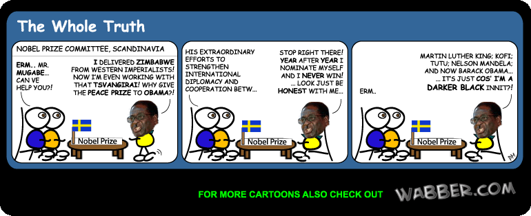Click cartoon to read full post or to COMMENT Obama wins Nobel Peace Prize cartoon cartoon