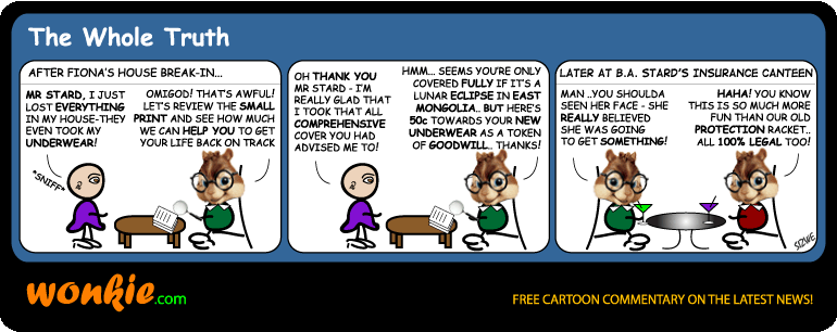 Click cartoon to read full post or to COMMENT Bad Insurance Experience? cartoon
