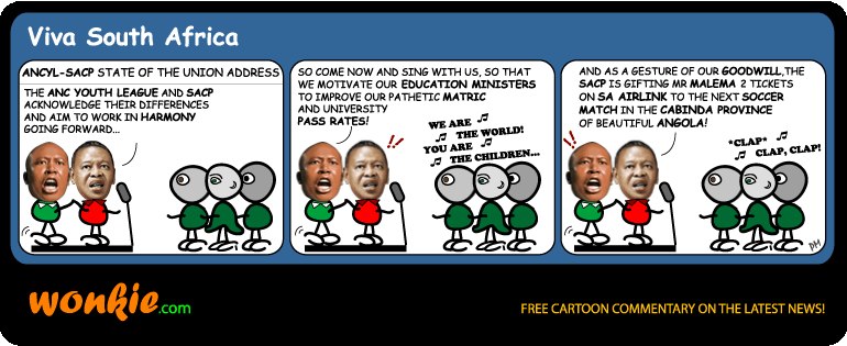 Click cartoon to read full post or to COMMENT ANCYL-SACP tension, 2010 matric results and football terrorism cartoon