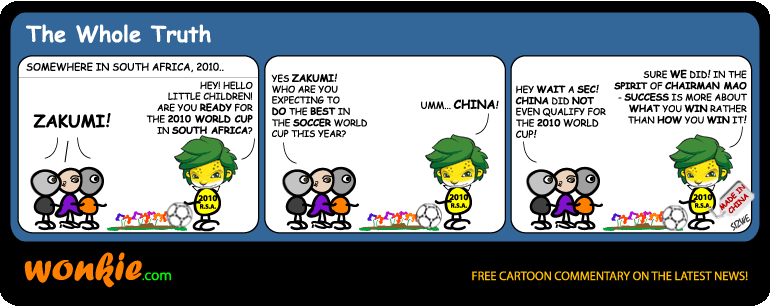 Click cartoon to read full post or to COMMENT Zakumi made in China cartoon cartoon