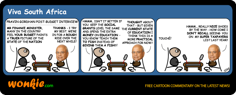 Click cartoon to read full post or to COMMENT Pravin Gordhan’s 2010 South Africa Budget Speech cartoon