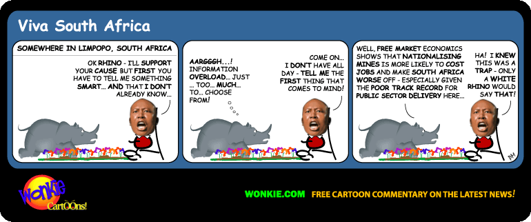 Click cartoon to read full post or to COMMENT Nationalisation of Mines in South Africa cartoon