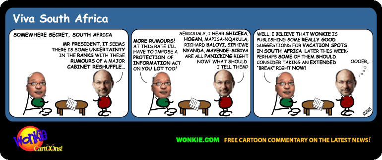 Click cartoon to read full post or to COMMENT Zuma Cabinet Reshuffle: Who SHOULD go? cartoon