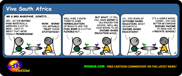 Click cartoon to read full post or to COMMENT The Amazing Matric Pass Rate of South Africa cartoon