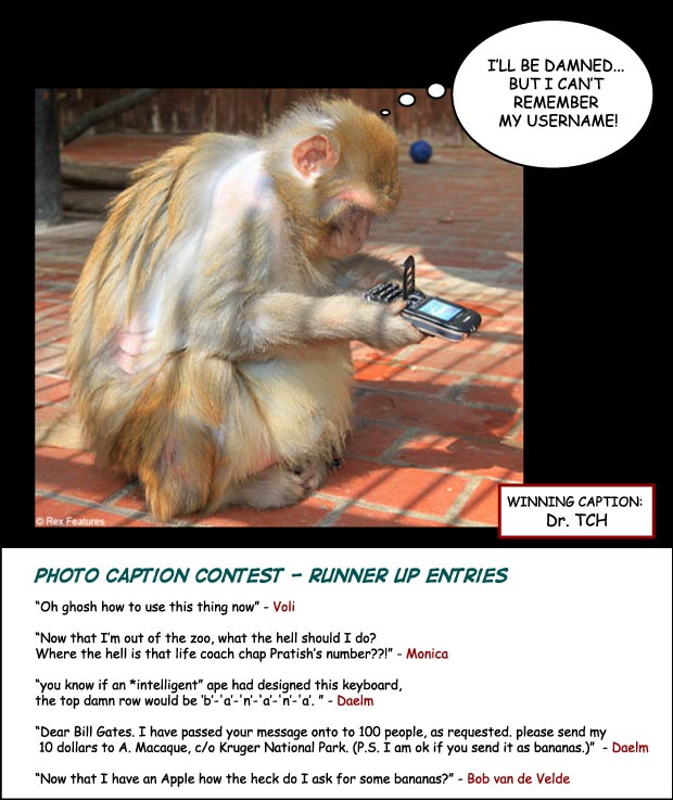 Cellphone Monkey – Photo Caption Contest cartoon