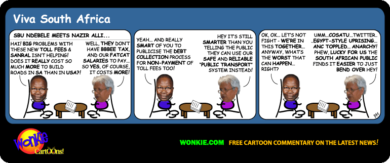 Wonkie cartoon: Gauteng high toll road fees cartoon