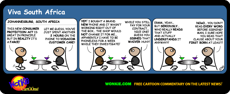 Click cartoon to read full post or to COMMENT Out of box failure – Consumer Protection Act cartoon