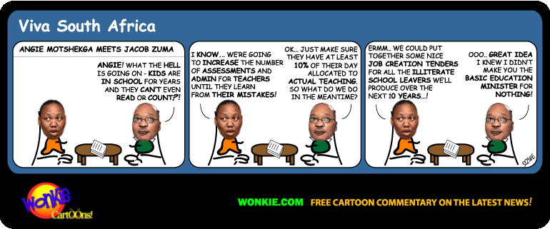 Click cartoon to read full post or to COMMENT Education and illiteracy in South Africa cartoon
