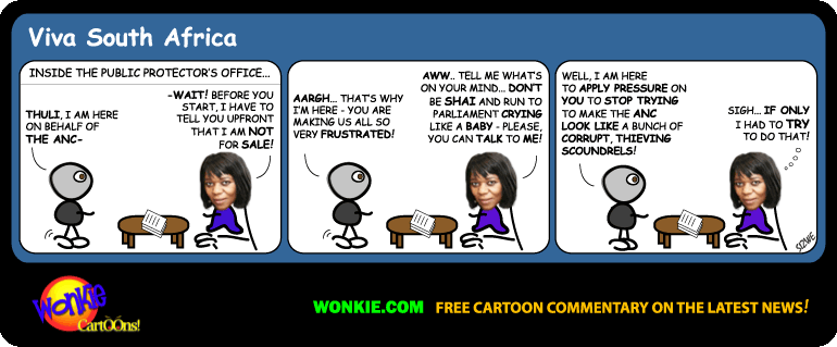 Click cartoon to read full post or to COMMENT ANC not Shai to attack Public Protector cartoon
