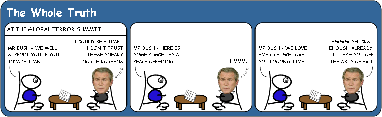 Bush reassesses the Axis of Evill cartoon