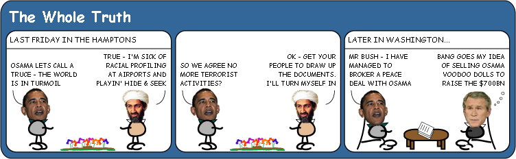 Osama surrenders to Obama cartoon